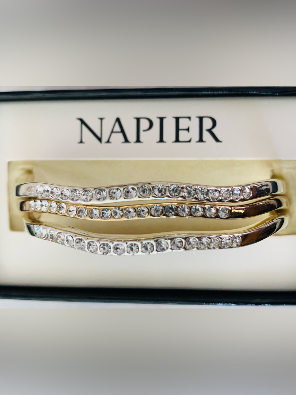 Napier Triple Stack Crystal Bangle Bracelets